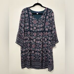 Blue Rain Women’s Long Sleeve Navy Paisley Dress Size M